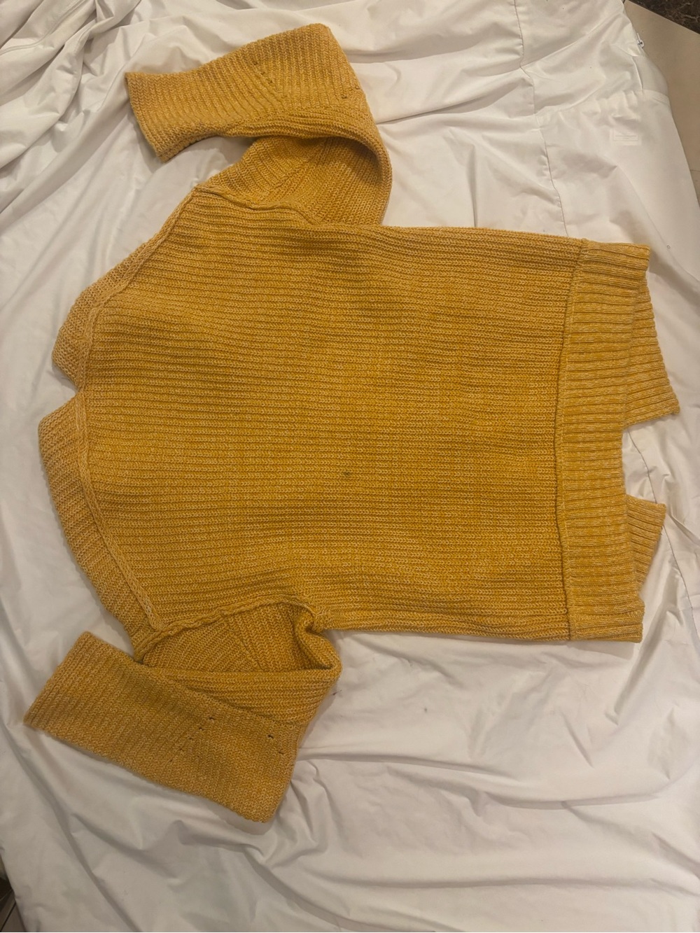 Free People Mustard Yellow Chunky Open Cardigan Sweater | Medium - Picture 3 of 8